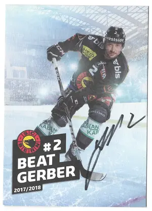 2017-18 SC Bern Photocards #2 Beat Gerber (Signed)