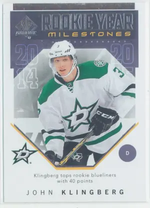 2018-19 SP AUTHENTIC - JOHN KLINGBERG #RYM-JK ROOKIE YEAR MILESTONES