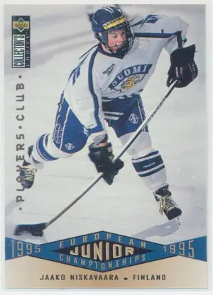 1995-96 COLLECTOR'S CHOICE - JAAKO NISKAVAARA #332 EUROPEAN JUNIOR CHAMPIONSHIPS PLAYERS CLUB