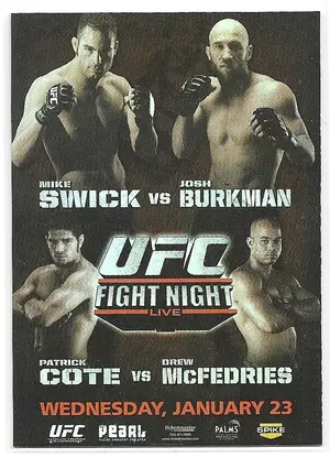 2010 Topps UFC Fight Poster Review #FPR-UFN12 Mike Swick, Josh Burkman, Patrick Cote & Drew McFedries