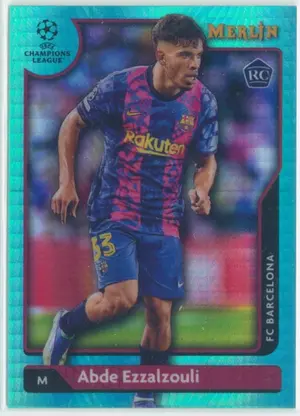 2021-22 Topps Merlin Collection Chrome UCL - Abde Ezzalzouli #78 Rookie Aqua Prism Refractor Parallel