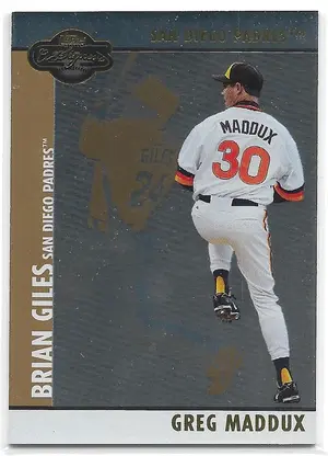 2008 Topps Co-Signers Silver Gold #028 Greg Maddux (w/ Brian Giles) (083/150)