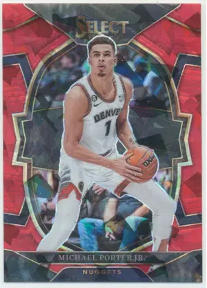 2022-23 Panini Select - Michael Porter Jr. #14 Concourse Red Cracked Ice Prizm Parallel