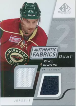 2008-09 SP GAME USED - PAVOL DEMITRA #AF-DE AUTHENTIC FABRICS DUAL