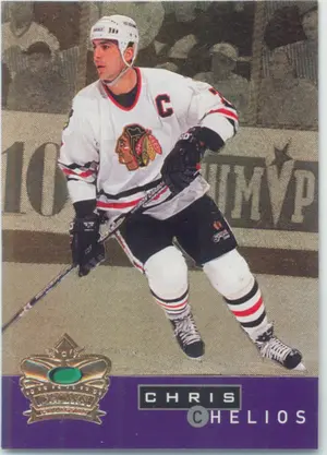 1995-96 PARKHURST INTERNATIONAL - CHRIS CHELIOS #13 CROWN COLLECTION GOLD