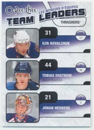 2010-11 O-PEE-CHEE - ILYA KOVALCHUK/TOBIAS ENSTROM/JOHAN HEDBERG #TL-2 TEAM LEADERS