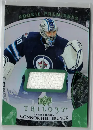 2015-16 Upper Deck Trilogy Rookie Premieres Connor Hellebuyck Jersey LVL1 Winnipeg Jets