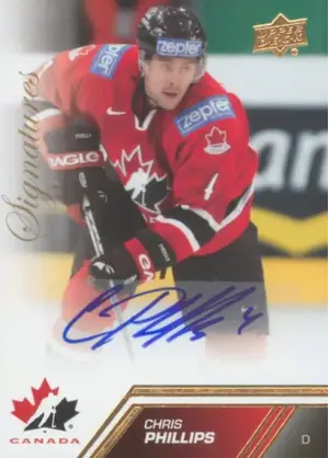 2013-14 TEAM CANADA - CHRIS PHILLIPS #27 SIGNATURES