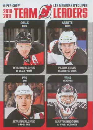 2011-12 O-PEE-CHEE - ILYA KOVALCHUK/PATRIK ELIAS/MARTIN BRODEUR #TL-18 TEAM LEADERS