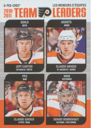 2011-12 O-PEE-CHEE - JEFF CARTER/CLAUDE GIROUX/SERGEI BOBROVSKY #TL-22 TEAM LEADERS