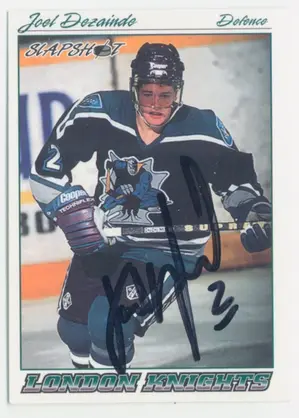 1995-96 SLAPSHOT - JOEL DEZAINDE #158 AUTOGRAPH