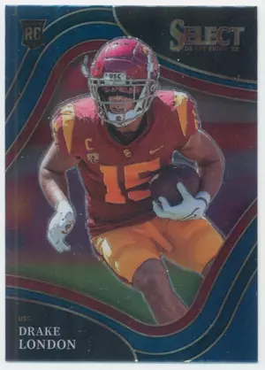 2022 Panini Select Draft Picks - Drake London #107 Field Level Blue Parallel