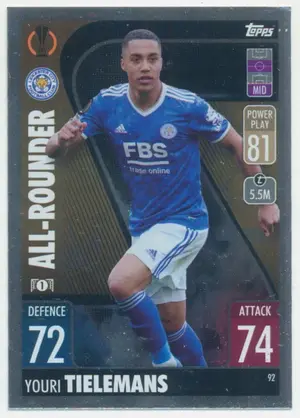 2021-22 Topps Match Attax UCL - Youri Tielemans #92 All-Rounder
