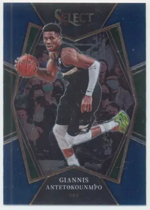 2021-22 Panini Select - Giannis Antetokounmpo #140 Premier Level Blue Parallel