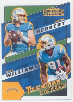 2022 Contenders Football - Justin Herbert/Mike Williams #TDT-LAC Touchdown Tandems