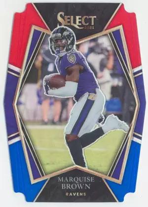 2021 Panini Select - Marquise Brown #105 Red & Blue Prism Die-Cut