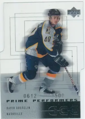2000-01 ICE - DAVID GOSSELIN #58 PRIME PERFORMERS 612/1500