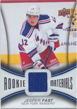 2013-14 UPPER DECK - JESPER FAST #RM-JF ROOKIE MATERIALS