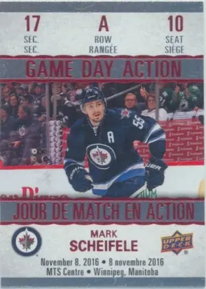 2017-18 TIM HORTONS - MARK SCHEIFELE #GDA-10 GAME DAY ACTION