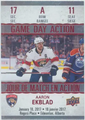 2017-18 TIM HORTONS - AARON EKBLAD #GDA-11 GAME DAY ACTION
