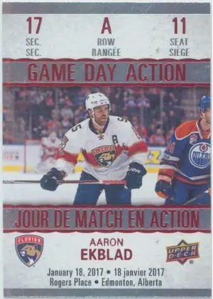 2017-18 TIM HORTONS - AARON EKBLAD #GDA-11 GAME DAY ACTION