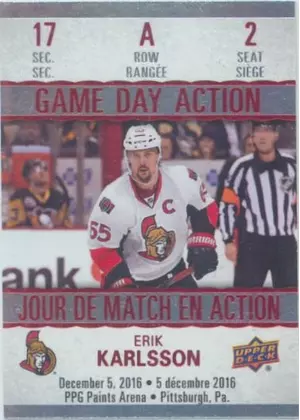 2017-18 TIM HORTONS - ERIK KARLSSON #GDA-2 GAME DAY ACTION