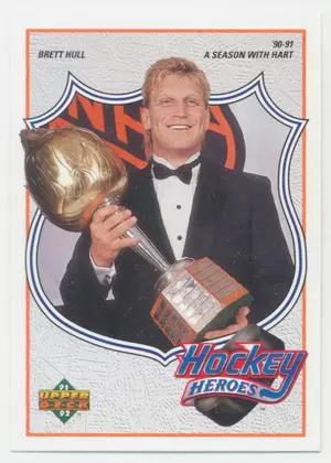 1991-92 UPPER DECK - BRETT HULL #8 HOCKEY HEROES