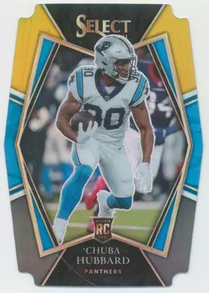 2021 Panini Select - Chuba Hubbard #176 Black & Gold Prism Die-Cut