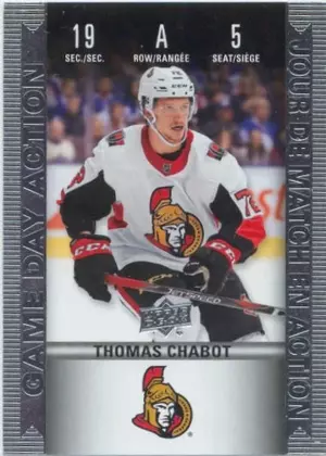 2019-20 TIM HORTONS - THOMAS CHABOT #HGD-5 GAME DAY ACTION