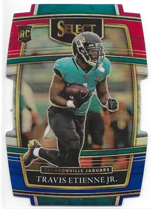 2021 Select Prizm Red & Blue Die-Cut #54 Travis Etienne Jr.