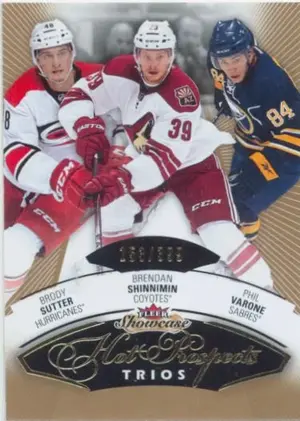 2014-15 FLEER SHOWCASE - BRODY SUTTER/BRENDAN SHINNIMIN/PHIL VARONE #108 HOT PROSPECTS TRIOS 153/399