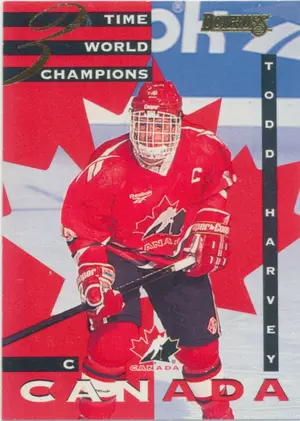 1995-96 DONRUSS - TODD HARVEY #17 CANADIAN WORLD JUNIOR TEAM