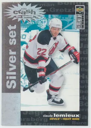 1995-96 COLLECTOR'S CHOICE - CLAUDE LEMIEUX #C28 YOU CRASH THE GAME SILVER SET