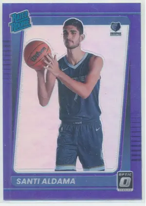 2021-22 Panini Donruss Optic - Santi Aldama #176 Rated Rookie Purple Prizm Parallel