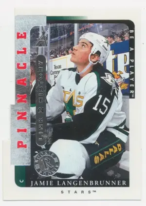 1996-97 PINNACLE BE A PLAYER - JAMIE LANGENBRUNNER #LTH-6A LINK 2 HISTORY