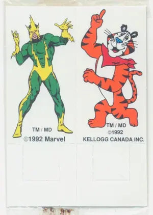 1992 Kellogg's Marvel Cereal Box Game Punch-Out Pieces - Electro/Tony the Tiger/Magneto/Spider-Man