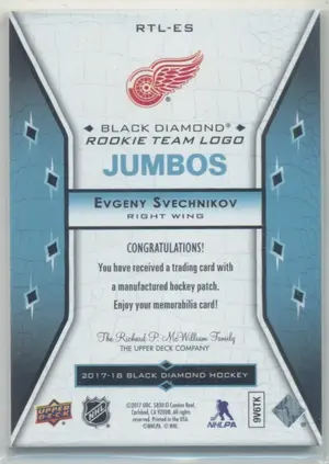 2017-18 Upper Deck Black Diamond Evgeny Svechnikov Rookie Team Logo Jumbos #RTL-ES