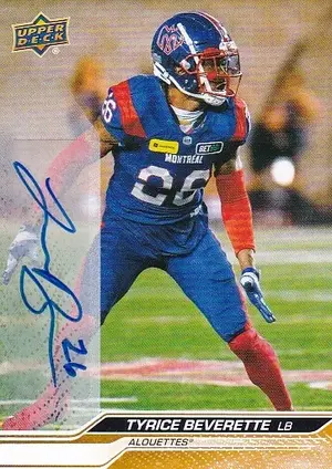 2024 Upper Deck CFL Autographs 72 Tyrice Beverette
