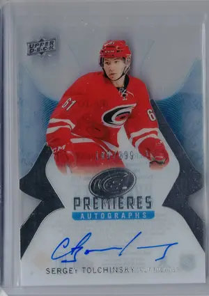 2016-17 UD Ice Premieres Auto 105/299 Sergey Tolchinsky Carolina Hurricanes