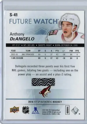 2016-17 SPA FW Anthony DeAngelo Spectrum #S-41Arizona Coyotes