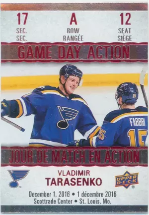 2017-18 TIM HORTONS - VLADIMIR TARASENKO #GDA-12 GAME DAY ACTION