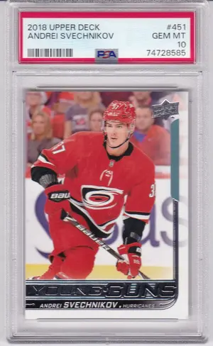 2018-19 Upper Deck 451 Andrei Svechnikov PSA 10 (Young Guns)