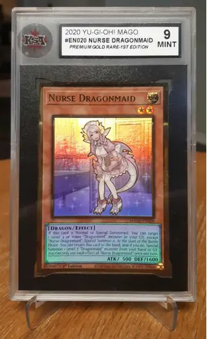 2020 Yu-Gi-Oh! Maximum Gold #MAGO-EN020 Nurse Dragonmaid (Premium Gold Rare, 1st Edition) (KSA 9 MINT)