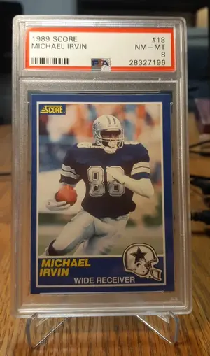 1989 Score #18 Michael Irvin RC (PSA 8 NM-MT)