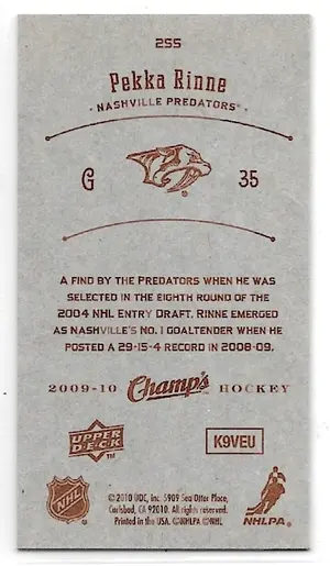 2009-10 Champ's Red Back #255 Pekka Rinne